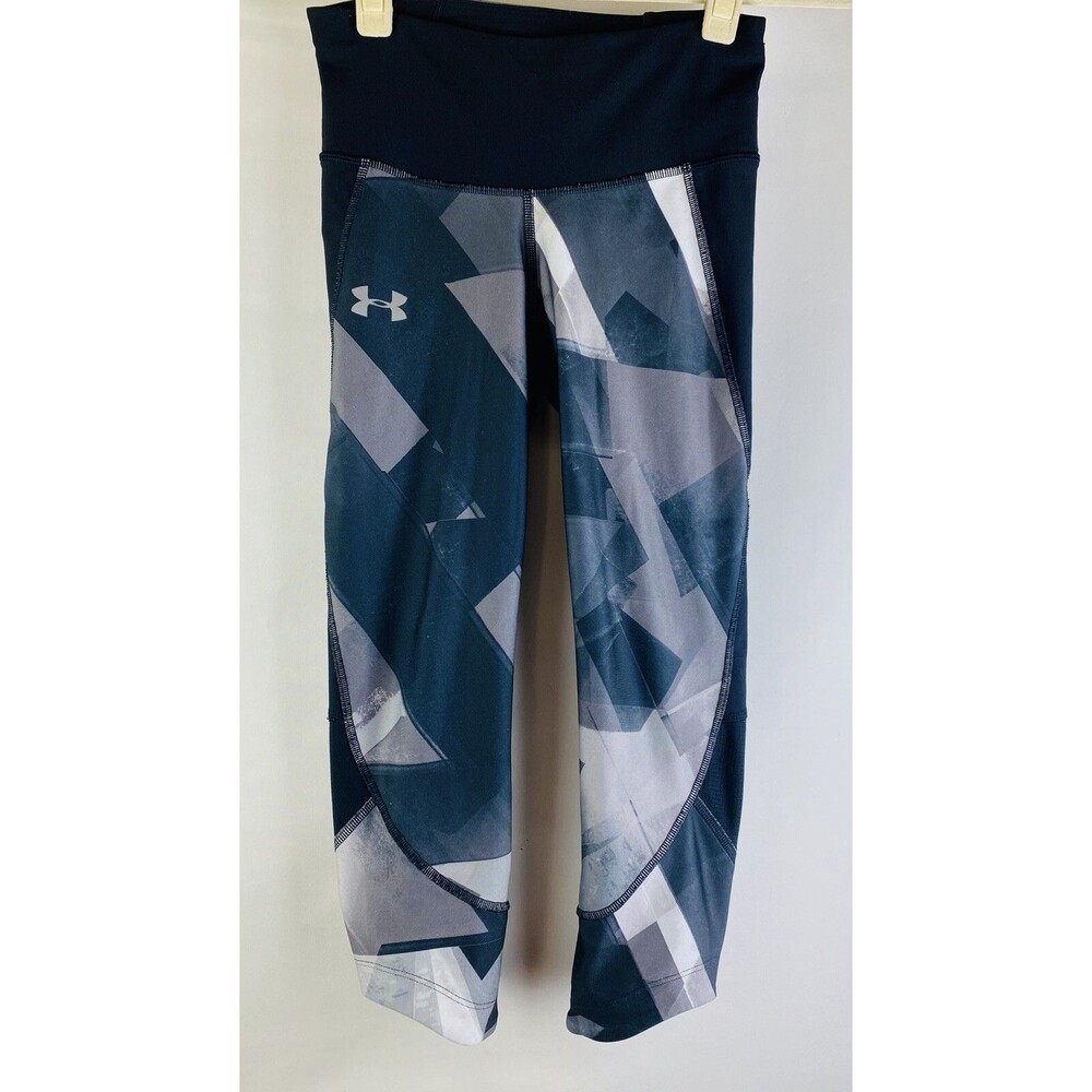 Under Armour Heat Gear Grey Printed Capri Cropped Compression Leggings XS